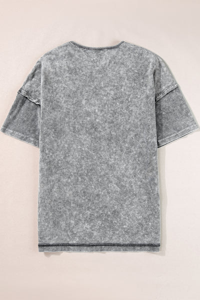 Philippine Gray Mineral Wash Exposed Seam Drop Shoulder Oversized Tee