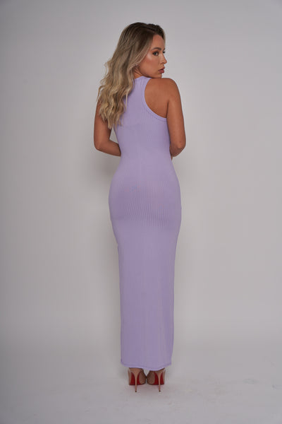 Light Purple Lavender Ribbed Racerback Maxi Dress