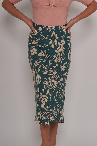 Annie Green Floral Print Midi Skirt