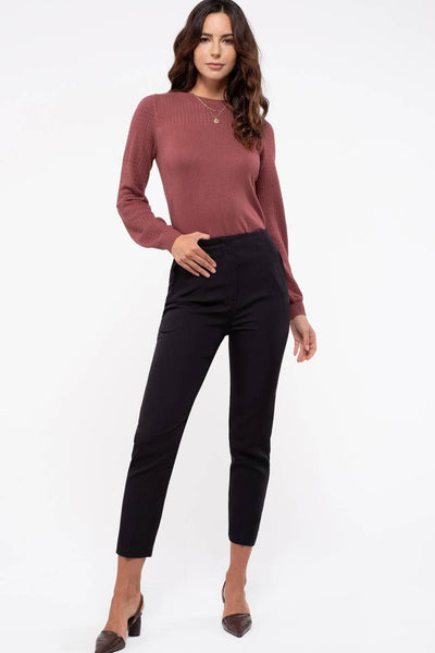 Maroon Contrast Sleeve Knit Sweater,,GlamStoresOnline