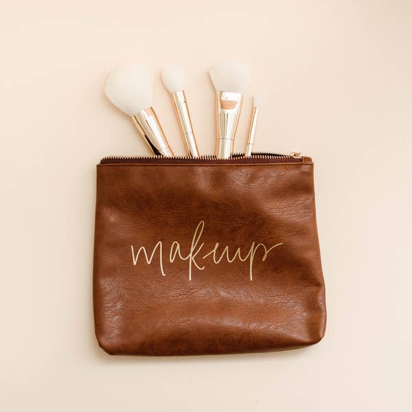 Faux Leather Makeup Bag,,GlamStoresOnline