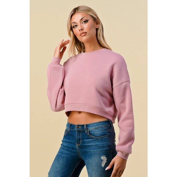 Dust Pink Cropped Fleece Sweatshirt