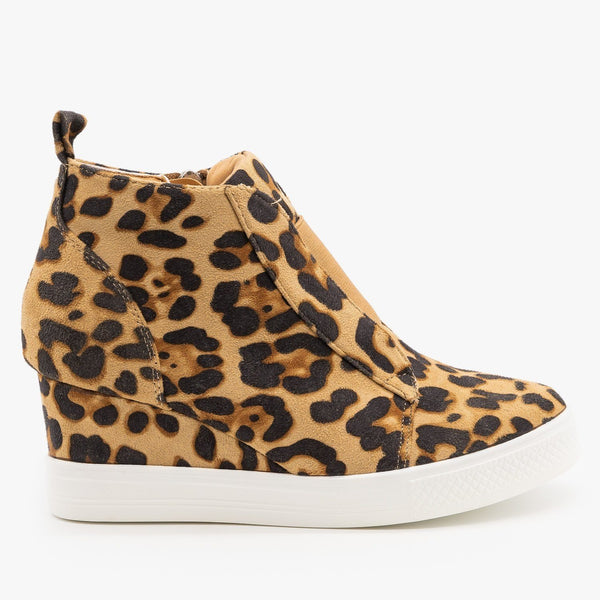 Leopard Print Sneaker Wedges,,GlamStoresOnline